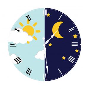 a clock with day and night