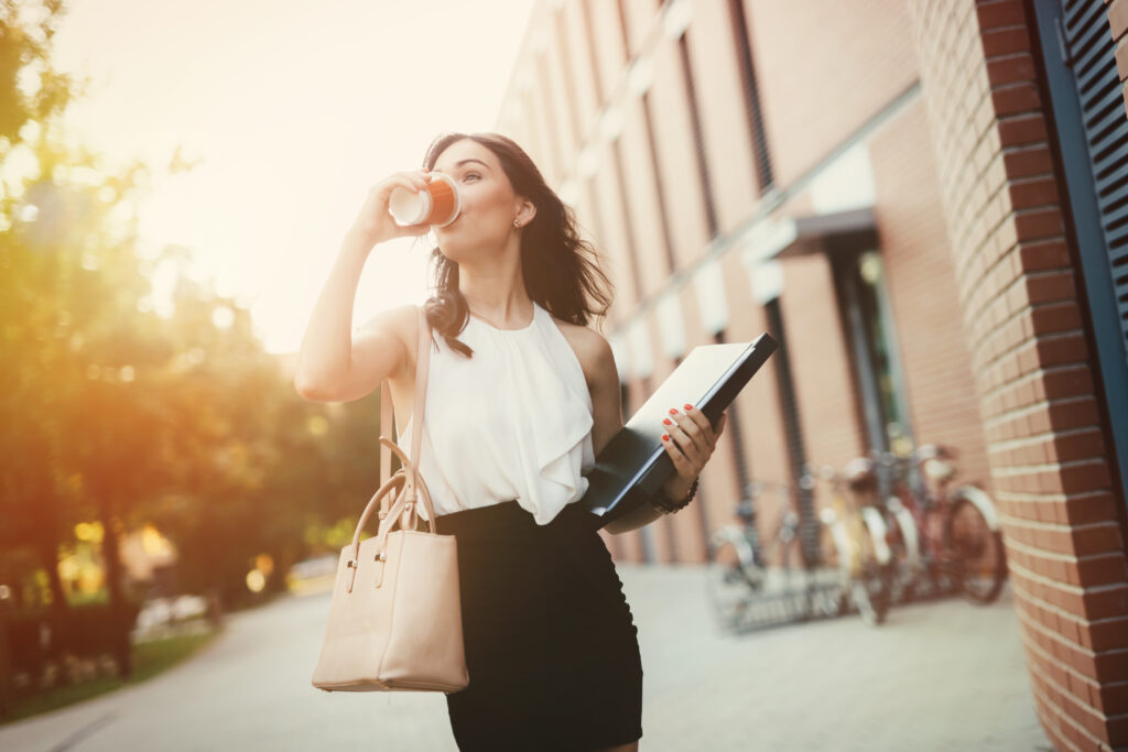 Businesswoman in a rush to work