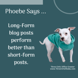 Phoebe says write long form blog posts