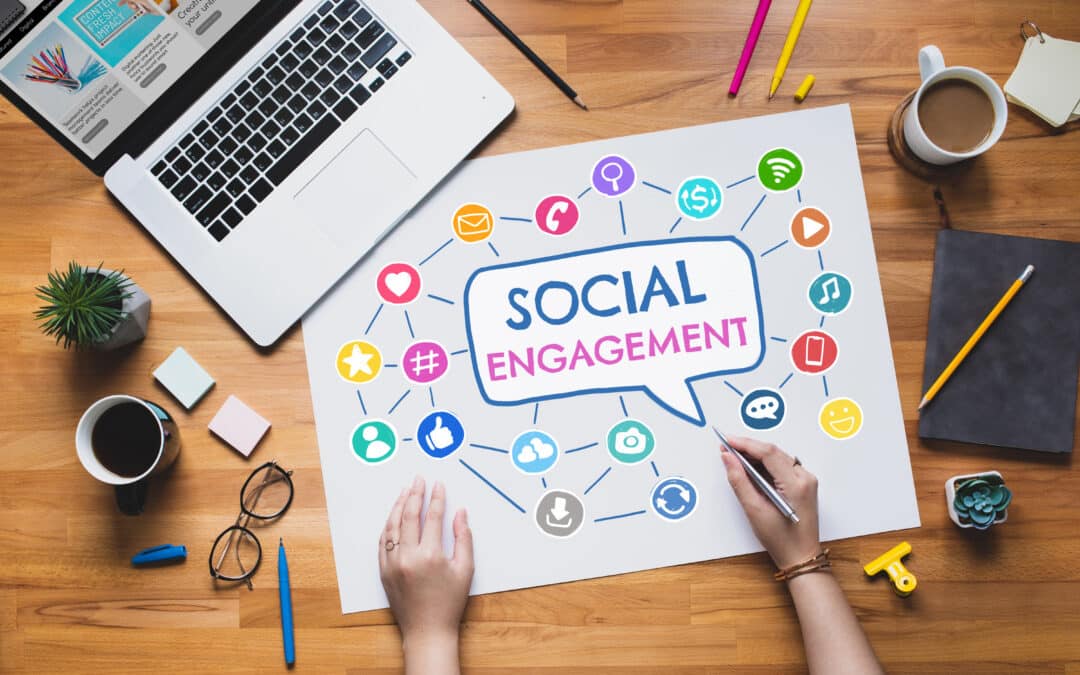 social media engagement sign on white paper