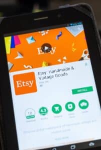 A photo of the app purchasing screen for the Etsy app. 