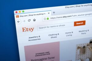 A web browser with Etsy pulled up. 