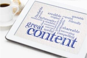 A screen with word art, incliding words like 'content', great', 'useful', etc. The word content is the biggest, great the next biggest and the rest of the words are a similar, smaller size. 